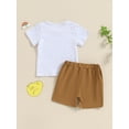 thumbnail image 4 of Bagilaanoe 2pcs Toddler Baby Boy Shorts Set Short Sleeve Letter Print T Shirt Tops + Shorts 12M 18M 24M 3T 4T 5T Kids Casual Summer Clothes, 4 of 7