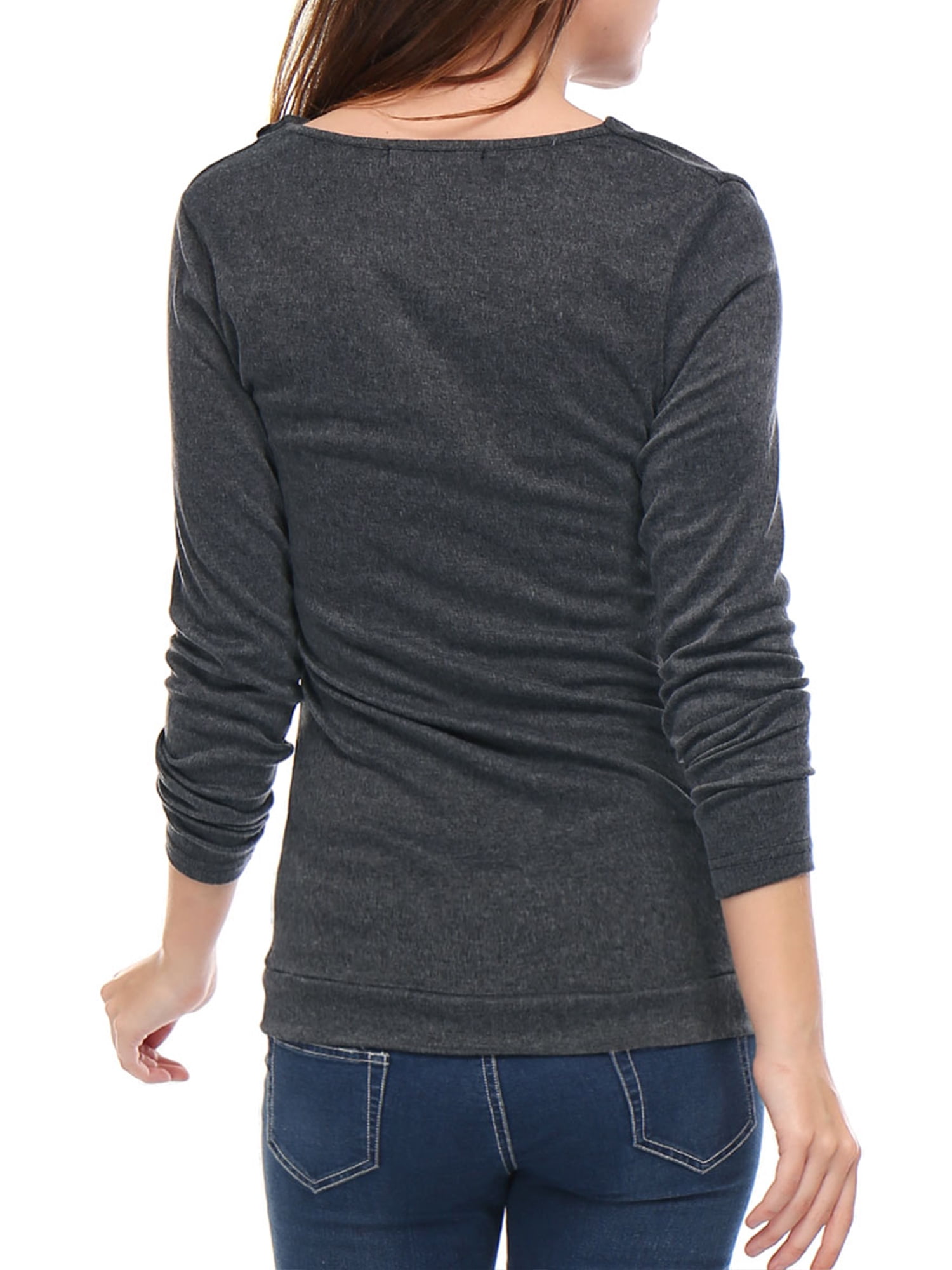 DARING DIVA Women's Cowl Neck Side Ruched Tunic Top 3XL Dark Gray