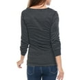 thumbnail image 4 of MODA NOVA Junior's Cowl Neck Long Sleeves Buttons Decor Ruched Top, 4 of 6