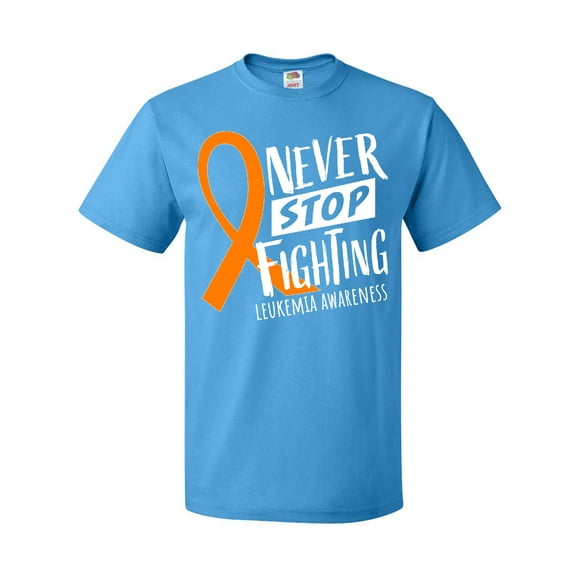 Inktastic Never Stop Fighting Leukemia Awareness Orange Ribbon T-Shirt