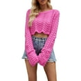 thumbnail image 1 of HKEJIAOI Hauts en Coton à Manches Longues pour Femmes Solid Out Tops pour Femmes V Cou, 1 of 8