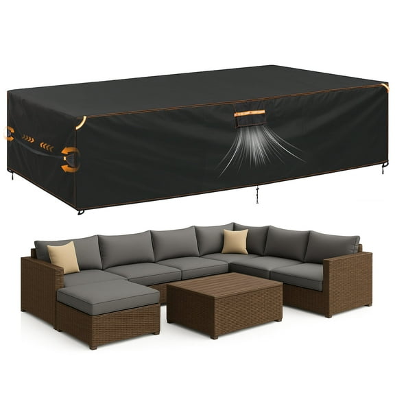 Patio Furniture Covers Waterproof Outdoor Couch Patio Dining Table Couch Set Covers with 420D Material, 124″L x 63″W x 29″H