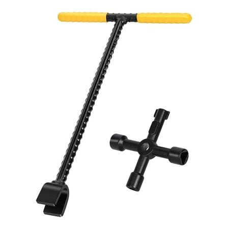 

Water Meter Key 12 Inch Enforced Steel T-Handle with 4-Way Multi-Functional Chuck Key Drill Press