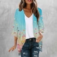 thumbnail image 2 of FAFWYP Women's Floral Print Boho Chiffon Cardigan 3/4 Sleeve Open Front Lightweight Draped Kimono Cardigan Summer Beach Cover Up Casual Blouse Tops, 2 of 5