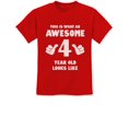 thumbnail image 1 of Tstars Boys Unisex 4th Birthday Gift Tshirt Birthday Gift for 4 Year Old This Is What an Awesome 4 Year Old Looks Like Birthday Shirts for Boy Funny Humor B Day Birthday Party Kids T Shirt, 1 of 7