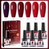 Dengmore Gel Fluorescent Color Nail Polish Set, 6 Pack 7.5ml Candy Color Phototherapy Gel Nail Oil Gel Kit with 6 Bright Colors for DIY Nail Art and Home Manicure