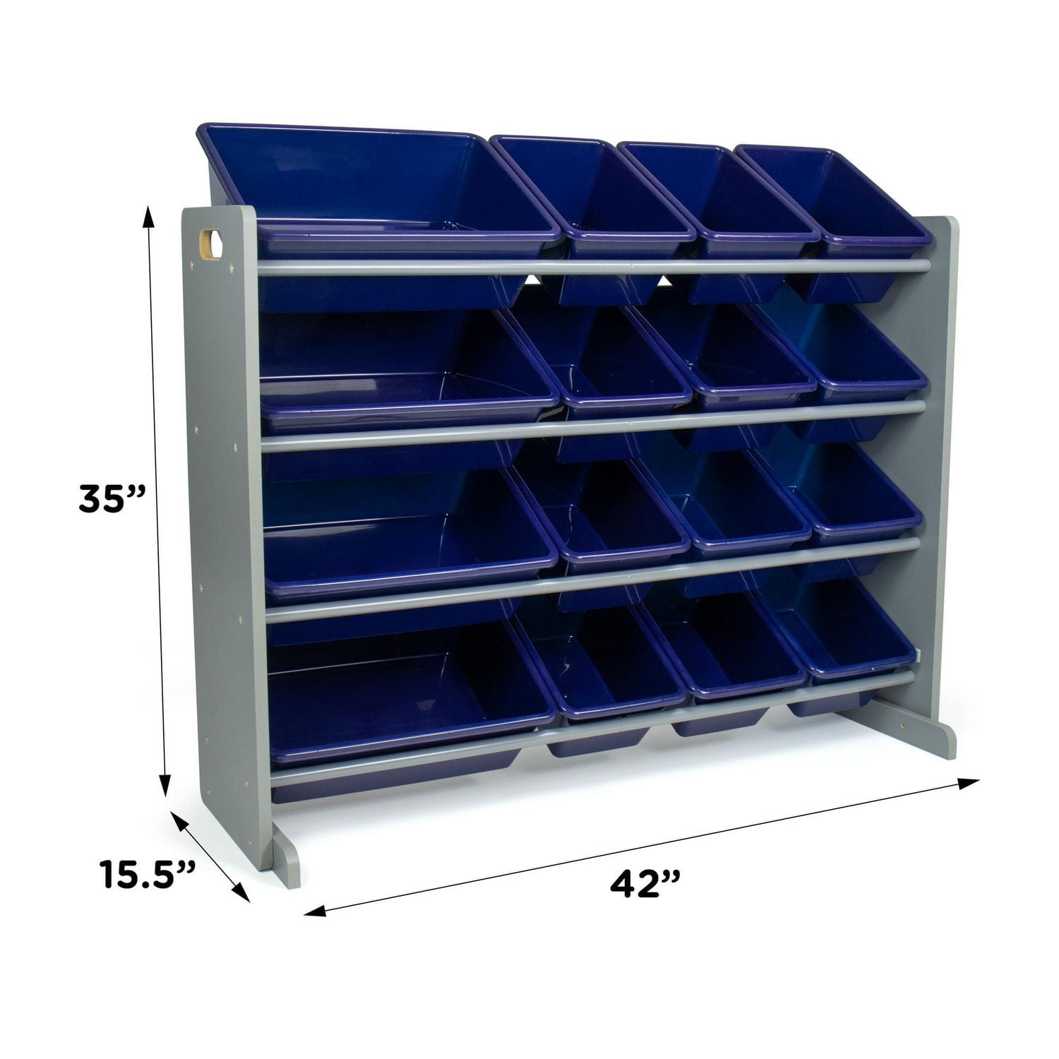 Humble Crew Newport Toy Storage Organizer with 16 Storage Bins, Grey/Navy