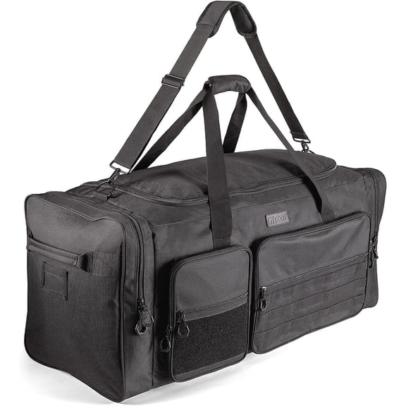 Fitdom 130L 36" Heavy Duty Extra Large Sports Gym Equipment Travel Duffle Bag W/Adjustable Shoulder Strap & 7 Compartments. Perfect for Soccer Baseball Basketball Hockey Football, Team Coaches & More