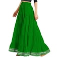 thumbnail image 3 of eloria Maxi Tier Skirt Elastic Waist Cotton Bohemian Skirts Boho Long Flaired, Color : Green, Size : 14, 3 of 5