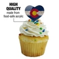 thumbnail image 3 of Rustic Distressed Colorado State Flag Heart Love Cupcake Picks Toppers Decoration Set of 6, 3 of 6