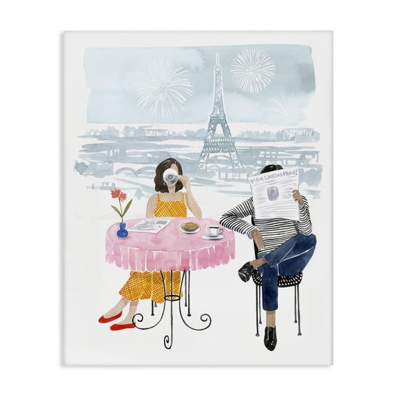 Stupell Industries Modern Paris Coffee Caf� Pink Blue Watercolor Canvas Art, 16 x 20, by Grace Popp