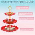 thumbnail image 3 of 3Pack 3-Tier Cupcake Stand Holder, Plastic Tiered Serving Dessert Tower, Red, 3 of 6