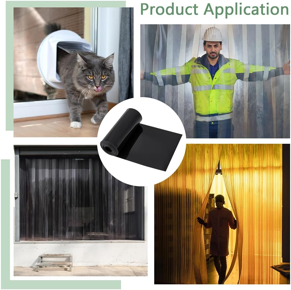 1pc PVC Curtain Tape Ribbon for Curtain Decoration Black 2050x183x1.5mm