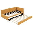 thumbnail image 4 of Yellow Linen Twin Daybed With Trundle, Stable Build, No Box Spring Needed Fabric Upholstered Functional Size Bed, 4 of 7