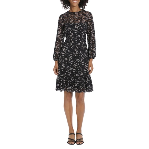 Maggy London Floral Lace Long Sleeve Fit & Flare Dress
