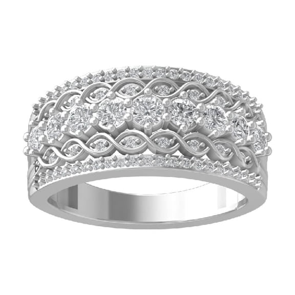 ARAIYA FINE JEWELRY 14K White Gold Diamond Fashion Band Ring (1 cttw, I-J Color, I2-I3 Clarity) Size 5