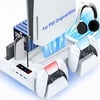Cooling Station for PS5 & PS5 Slim Console Disc/Digital Edition, Stand Compatible with PlayStation 5, Charging Station with Dual Controller Charger, 3 Levels Cooling Fan, 3 USB Hubs & Headset Holder