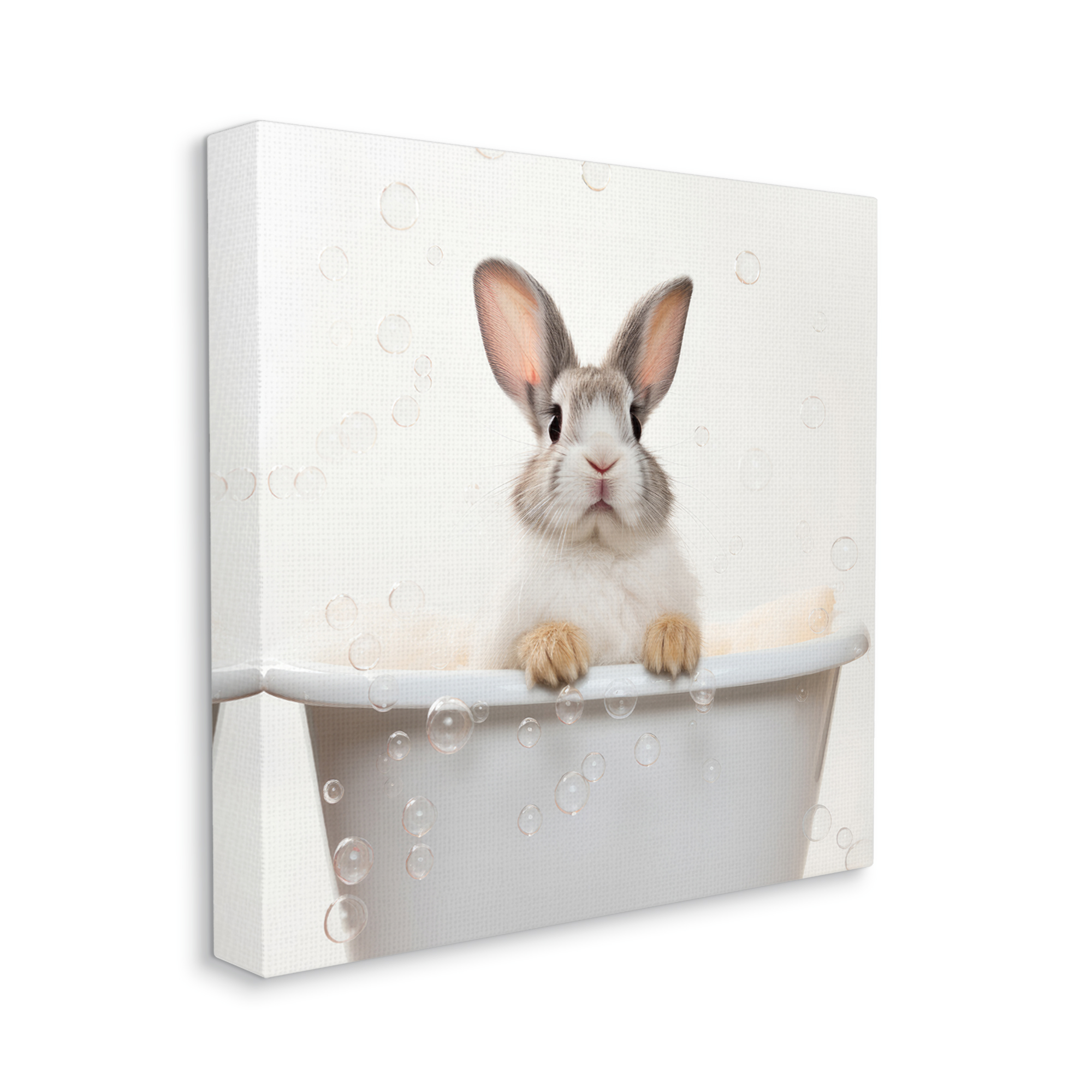 Stupell Industries Rabbit Bubble Bath Animals & Insects Painting Gallery Wrapped Canvas Art Print Wall Art, 30 x 30