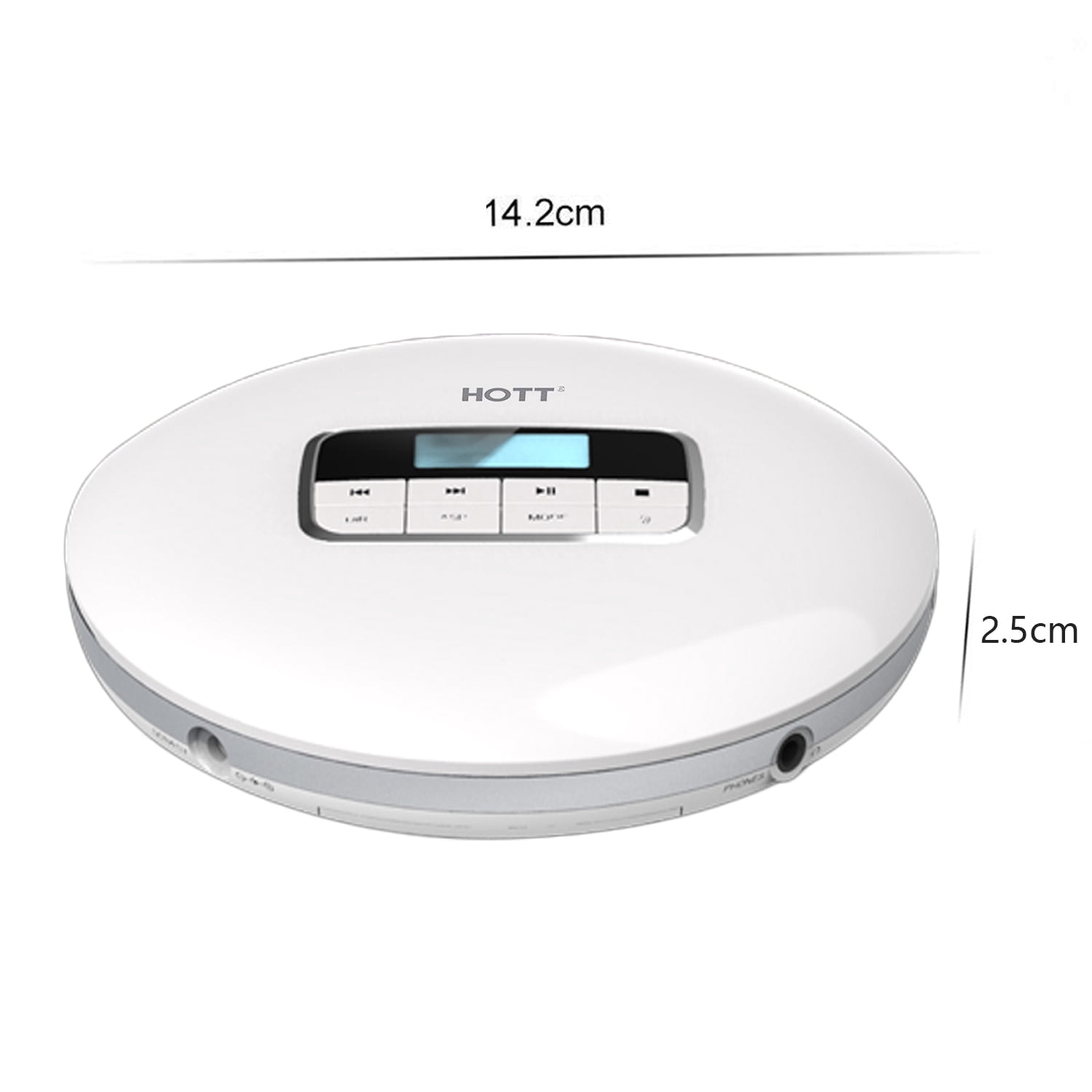 MEGICOT Portable CD Player, Personal Compact MP3/CD Player with Anti-Skip/Shockproof Protection, Compact CD Music Disc Player with LCD Display (White)