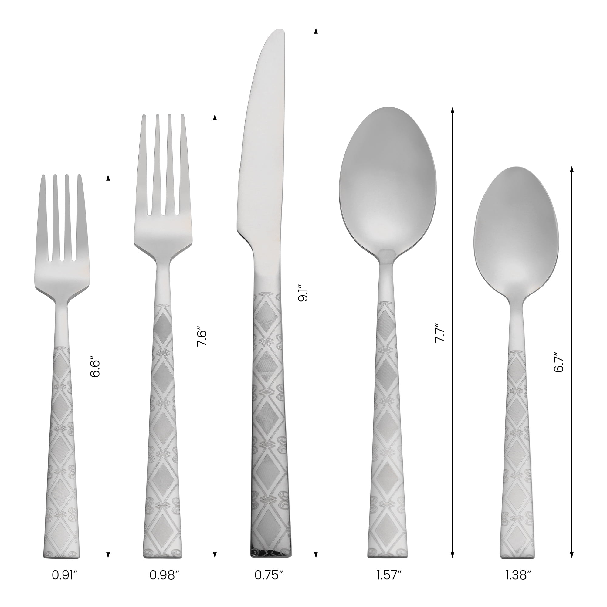 Unique Bargains 30 Piece Stainless Steel Floral Print Flatware Set for 6 Cutlery Silver