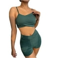 thumbnail image 1 of Conjunto de 2 piezas para mujer Color sólido Cintura alta Bikini Explosión Split Traje de baño Fridja  nalpqowj48136, 1 of 8