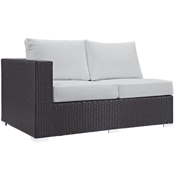 Modway Convene Outdoor Patio Left Arm Loveseat in Espresso White
