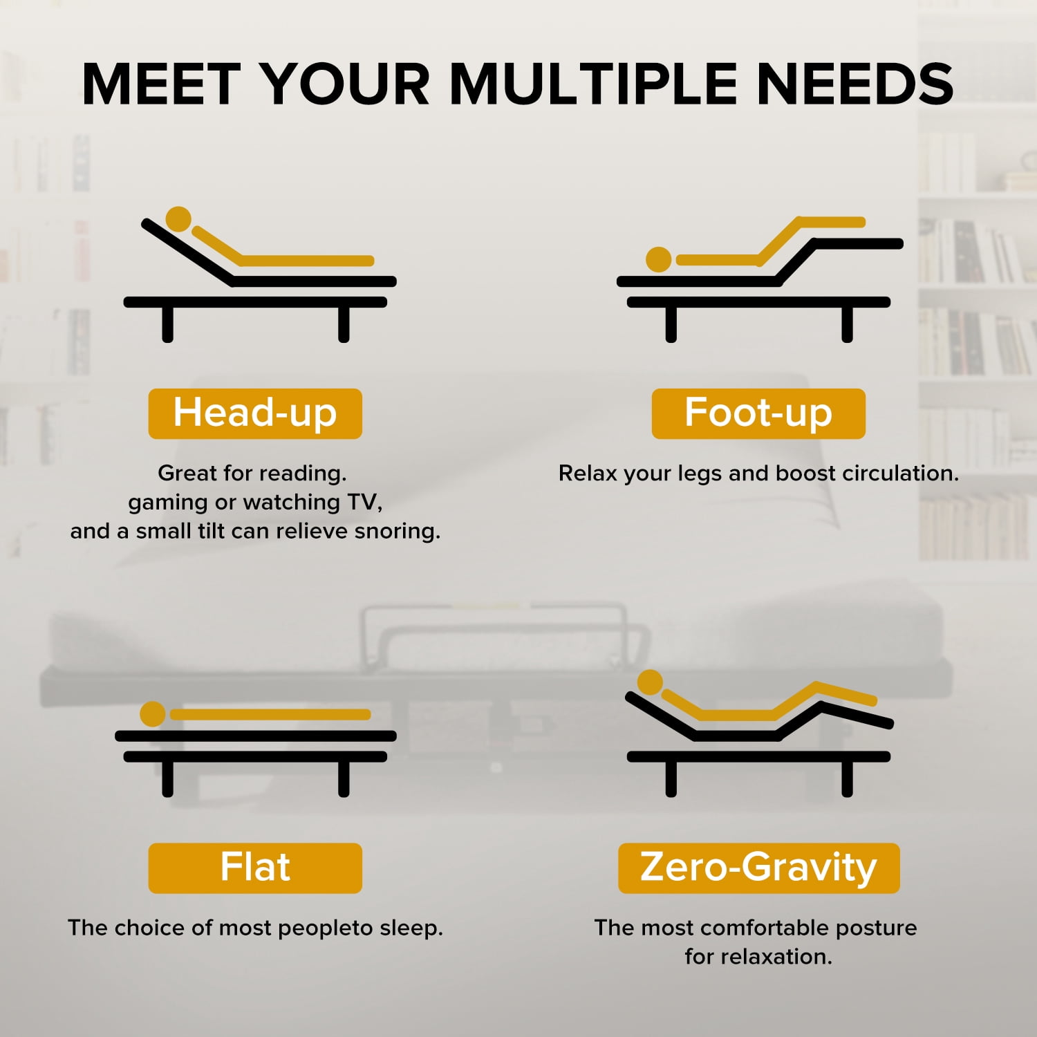 Mintazer Adjustable Queen Bed Base Frame with Head & Foot Incline, LED and USB Ports, Wireless Remote Control Ergonomic Electric Bed Frame Zero Gravity Quiet Motor, Black
