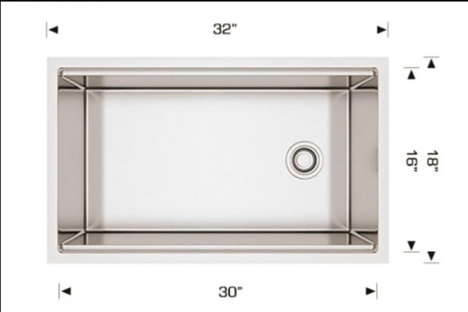 American Imaginations 32 pouces. Évier de cuisine en acier inoxydable W avec 1 bol et calibre 16