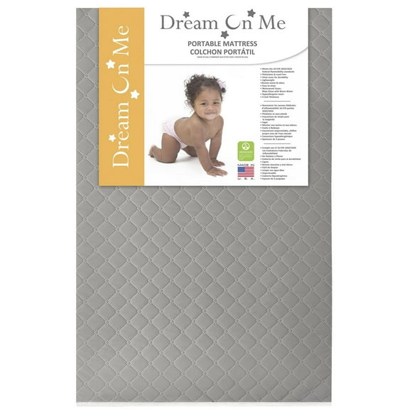 Dream On Me Holly Fiber Portable/Mini Matelas pour lit de bébé I Imperméable I Green Guard Gold Certified I Housse en vinyle I Mini Matelas pour lit de bébé