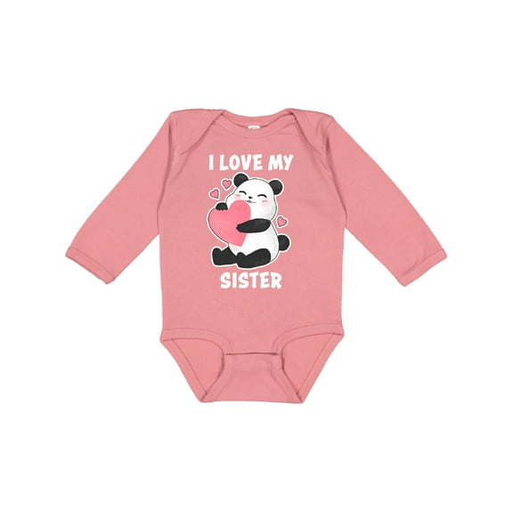 Inktastic I Love My Sister with Panda Illustration Boys or Girls Long Sleeve Baby Bodysuit
