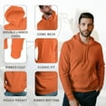 thumbnail image 4 of High Visibility Safety Orange Hooded Sweatshirt For Men | 8oz, 50/50 Cotton/Polyester, Size S, Heavy Blend Fleece Pullover Hi Vis Hooded Cowl Neck, 4 of 6