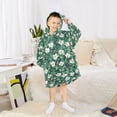 thumbnail image 6 of FORMRS Wearable Blanket Hoodie with Sleeves for Kids Cozy Flannel Sweatshirt, Small White Flowers, 6 of 7