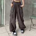 thumbnail image 4 of YujiCraft Women's Lace-Up Elastic Waist Solid Color Casual Trousers, Slim Fit Ankle Pants with Belt Loops,L, 4 of 5