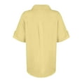 thumbnail image 5 of Button Down Shirt Women Cotton Short Sleeve Blouses V Neck Collared Button Up Summer Beach Tops Yellow 3XL, 5 of 5