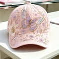 thumbnail image 2 of Koadzawe Women Baseball Cap Embroidered Floral Hat Honey Bee Dad Hat Rhinestone Accent Adjustable Snapback Curved Brim Outdoor Travel Summer Sun Visor Fashion Casual Headwear Gift for HerLight Violet, 2 of 7