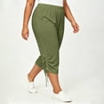 thumbnail image 6 of VBVC Women's Plus Side Drawstring Capri Pants , Casual Elastic Waist Stretchy Cropped Pants For Women , Ladies' Soft Relaxed Fit Trousers with Pockets, Army Green , XL-5XL, 6 of 8