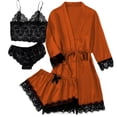 thumbnail image 2 of Tnhcen Women's Summer Ice Silk 4-Piece Pajama Set Lace Tank + Shorts + Underwear + Robe with Belt Homewear Soft Loungewear S to 3XL, 2 of 3