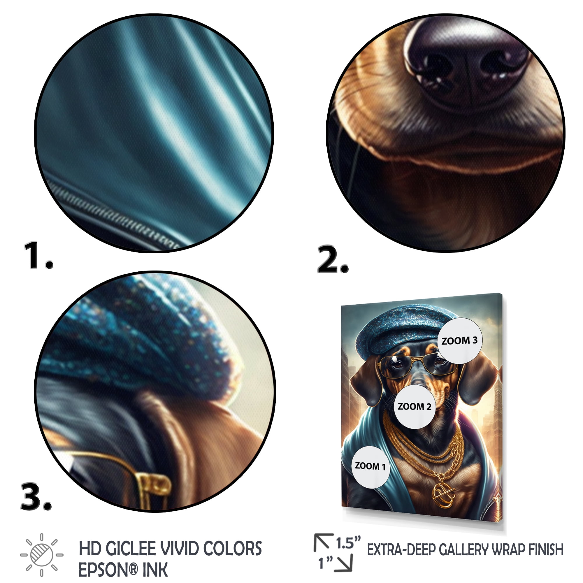 Designart Dachshund Gangster In NYC III Canvas Wall Art