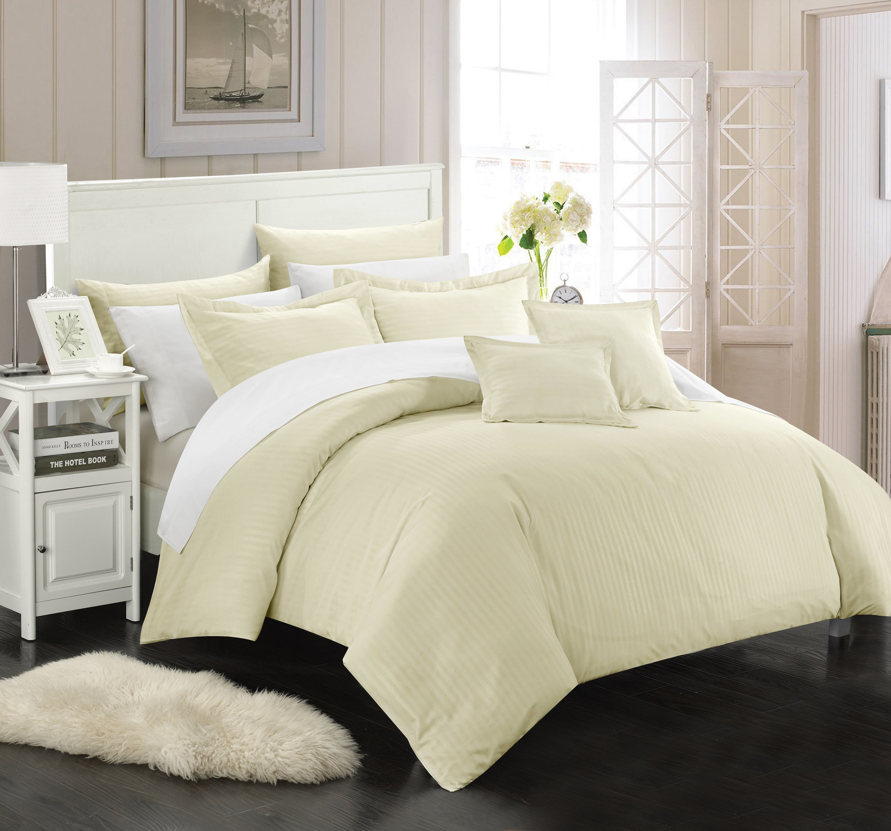 Chic Home Keynes 8 Piece Striped Bed in a Bag Comforter Set - Walmart