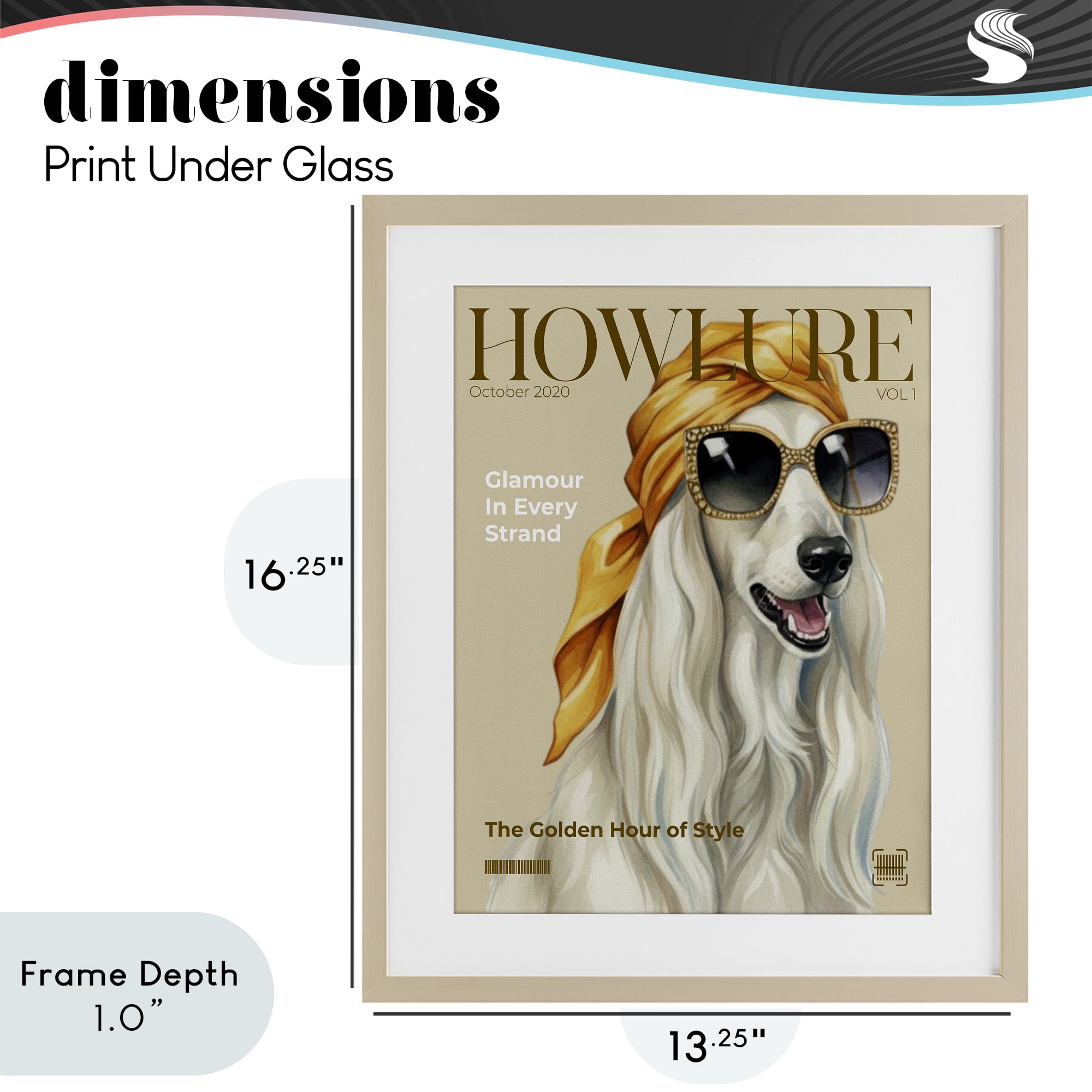 Stupell Industries Howlure Dog Fashion Magazine Birch Framed Print Under Glass, design by A Barefoot Stylist