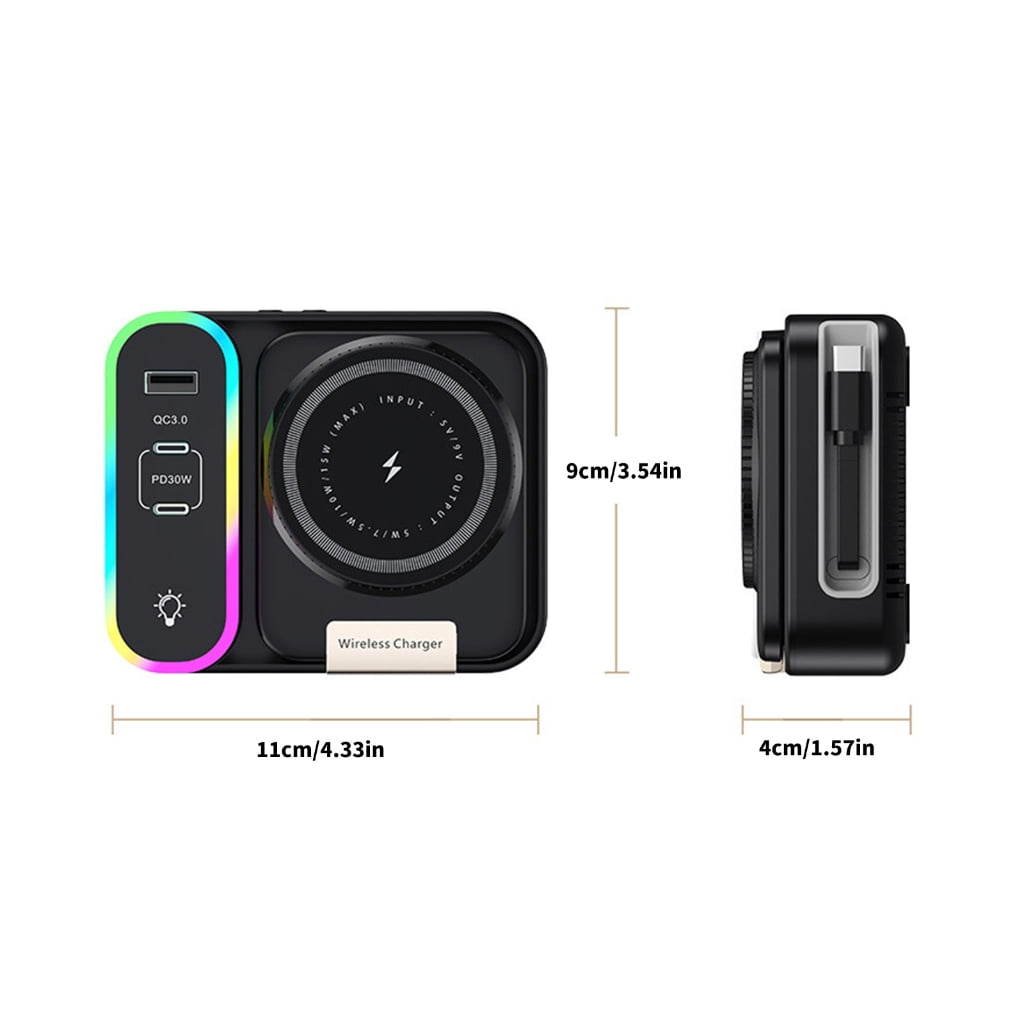 3 In 1 15W Magnetics Chargers With Flexible Retractable Cable For Phones And Watches