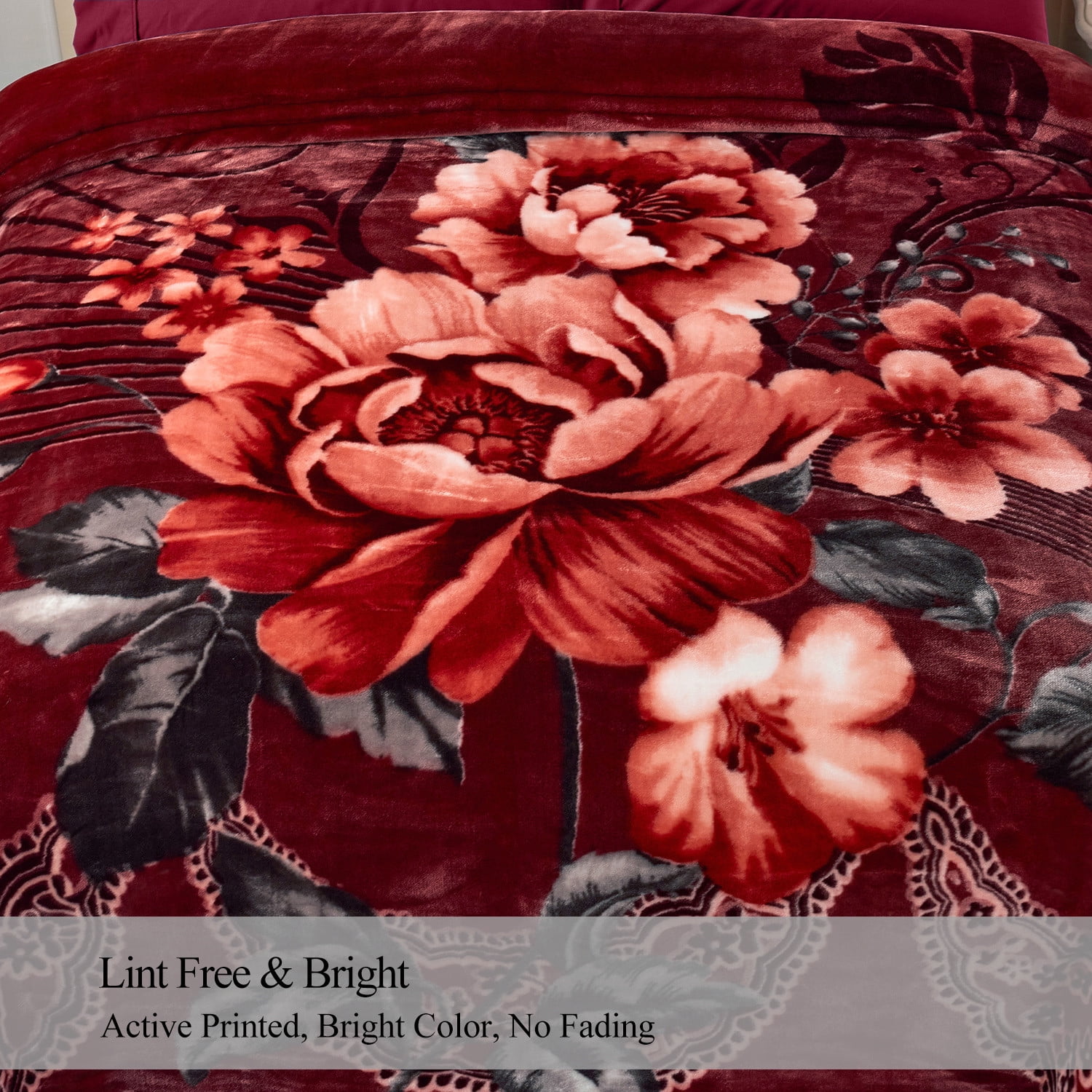 NC Thick Fleece Blanket King Size,10lbs 2 Ply Faux Mink Bed Blanket for Winter, Wine Red, 85"x93"