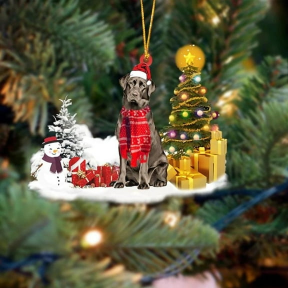 Acrylic 2D FLAT Holiday Tree Decoration Labrador Retriever Christmas Ornament LK1159