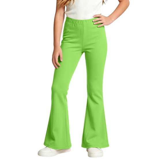 Girls Flare Sweatpants Casual Solid Elastic Waist Pants Loose Fit Long Leg Lounge Walking Trousers