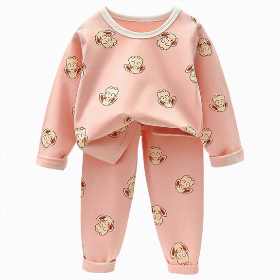 masbird Little Girls Boys Long Sleeve Pajamas Sets Toddler Cotton Pjs Kids Fall Winter Sleepwears 6-12 Months 12-24 Months 2t 3t 4t 5t 6t 7t 8t 9t Children(Pink,6-7 Y)