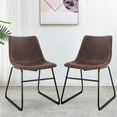thumbnail image 2 of FDW 30" Set Of 2 Leather Barstools With Backs Leather,Brown, 2 of 7