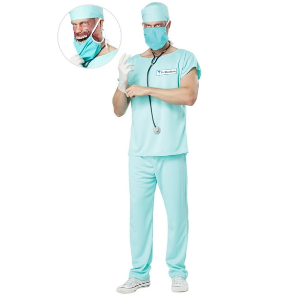 Dr. Bloodbath Scary Surgeon Face Mask Surprise Adult Costume