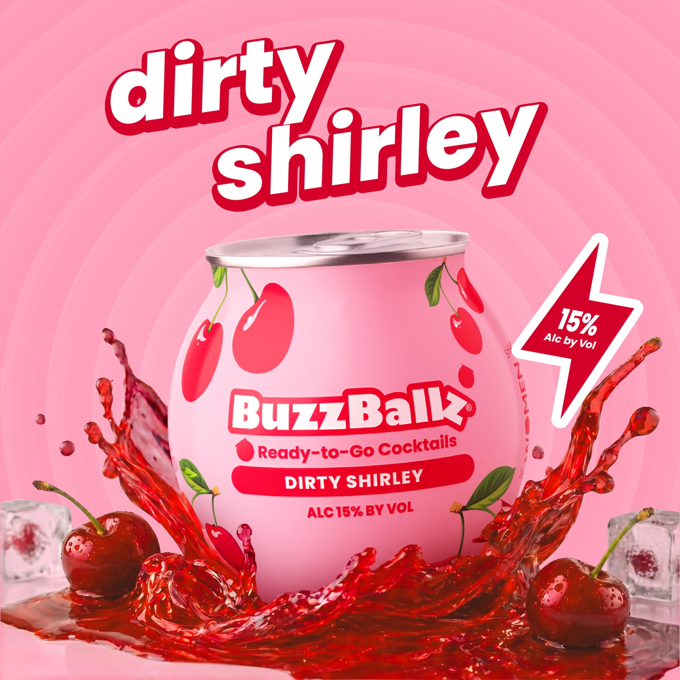 BuzzBallz Dirty Shirley Cocktails, 200ml, 30 Proof (15% ABV)