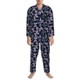 thumbnail image 3 of Salouo Love Butterflies Print Button-Front Long Sleeve Pajama Set for Men, Soft 2Pjs Men's Long Sleeve Sleepwear-X-Large, 3 of 7