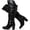 Black PU703, variant on Love Steetly Women's Extra Wide Calf Knee High Boots, Slouchy Ruched Faux Leather, Double Buckle Accents, Chunky Block Heel Side Zipper Boots.